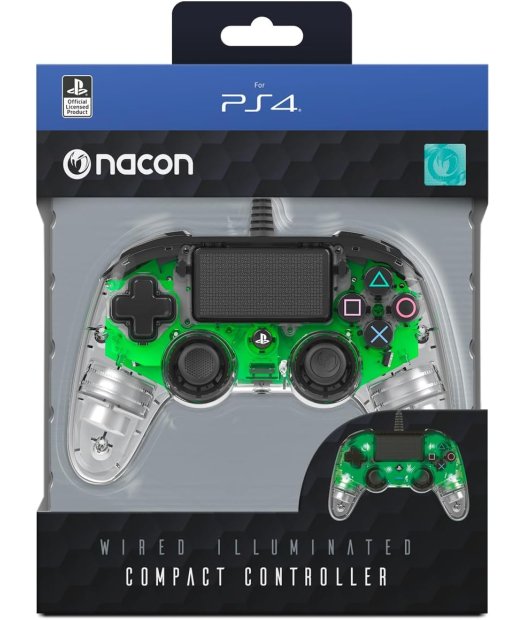 mando nacon con cable y luces verde ps4