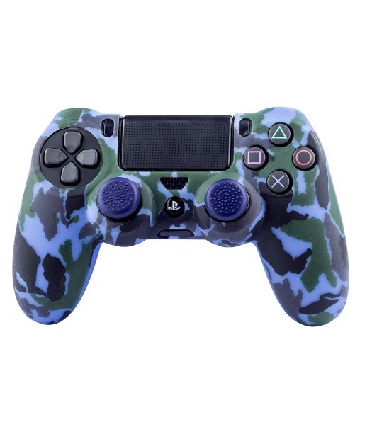 protector silicona + grips camo navy ps4