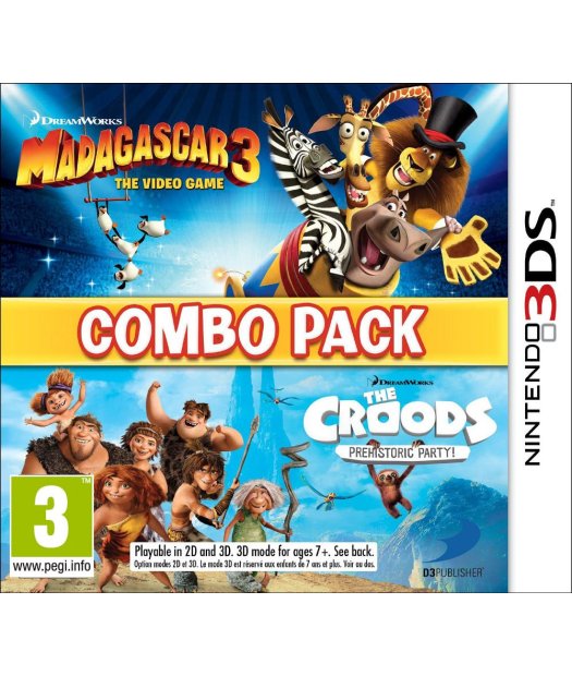 n3ds madagascar 3 & los croods fiesta prehistorica