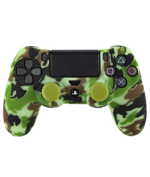 protector silicona + grips camo woodland ps4