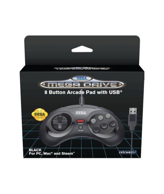 mando sega md mini retro-bit 8-botones 2.4g negro