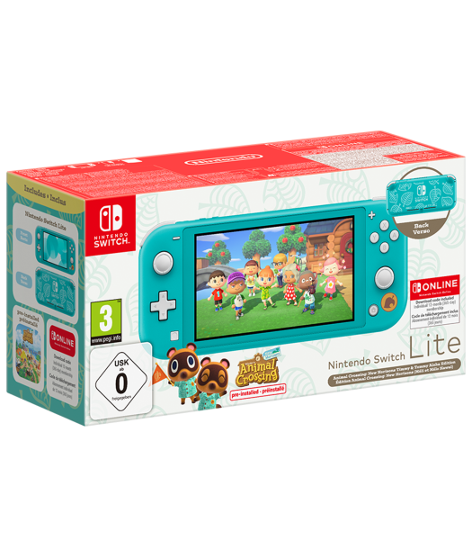 consola switch lite azul turq+animal crossing+12 m