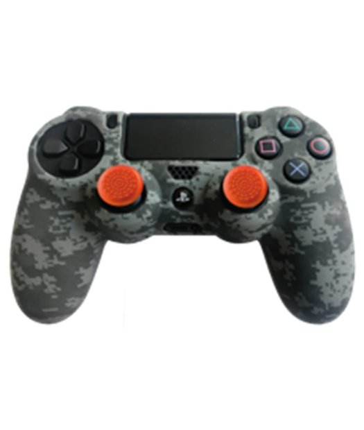 protector silicona + grips camo digital black ps4