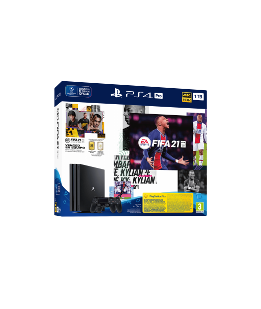 consola ps4 pro + fifa 21 + 2 mandos dual shock